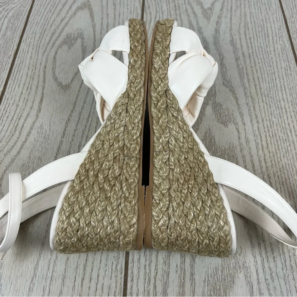 Stuart Weitzman Playa Espadrille Knot Wedge Sandals 41.5/11B Seashell $395